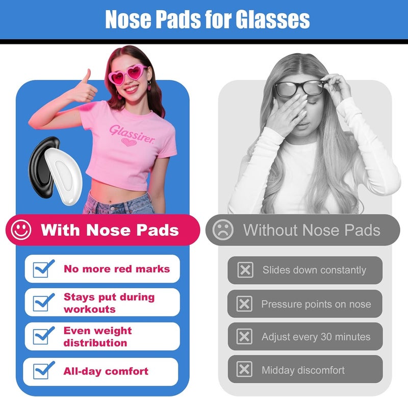 topstart Store 20 Pairs Eyeglass Nose Pads for Glasses - 1.0mm Ultra Thin Silicone Anti-Slip Stick On Nose pad Replacement Adhesive Nosepads for Plastic Frames Reading Glass Sunglasses - Image 4